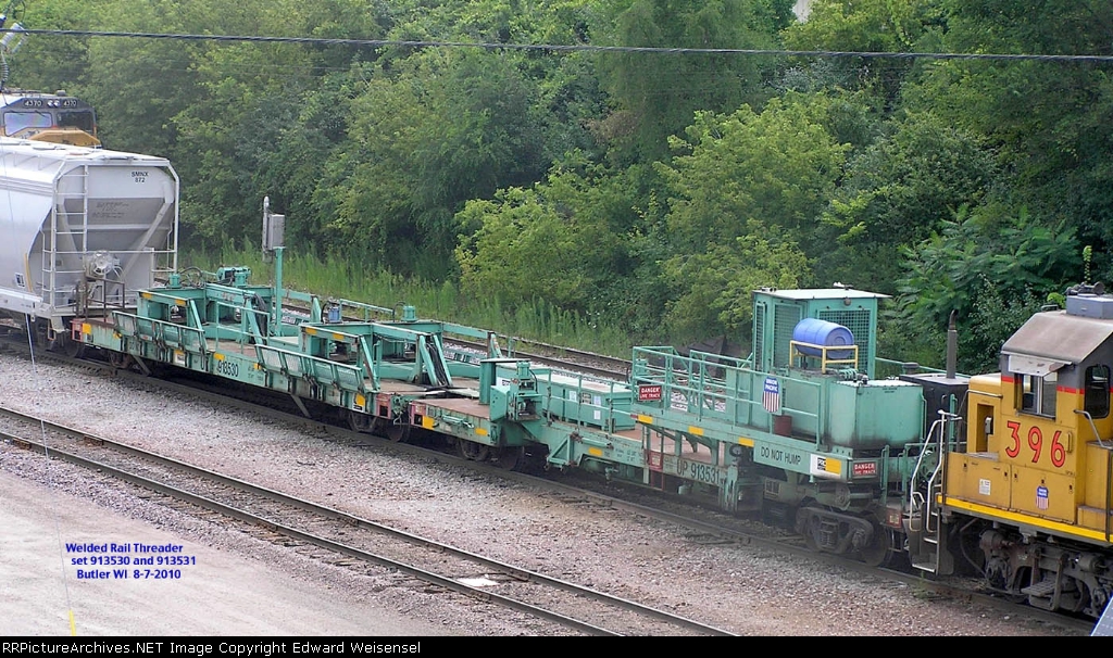 Welded rail trains are unloaded thru this 1969 threader set 